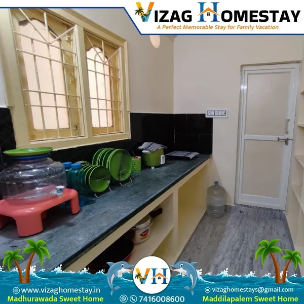 Kitchen counter at Vizag Homestay